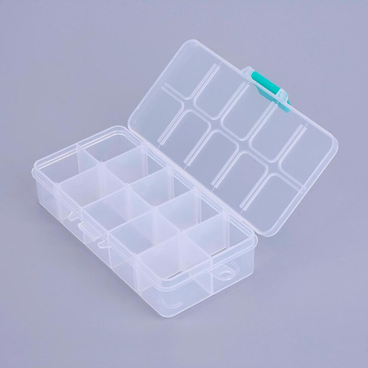Cutie plastic pentru margele cu 10 compartimente reglabile 13,5x7x3cm