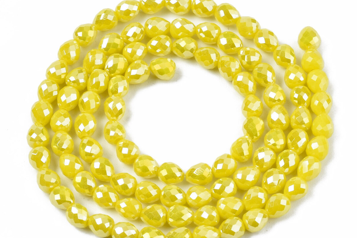 Margele cristal placate AB lacrima 4,5x4,5mm (sirag) - galben
