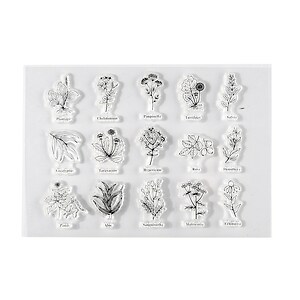 Set stampile acrilice transparente flori de camp 160x113mm 