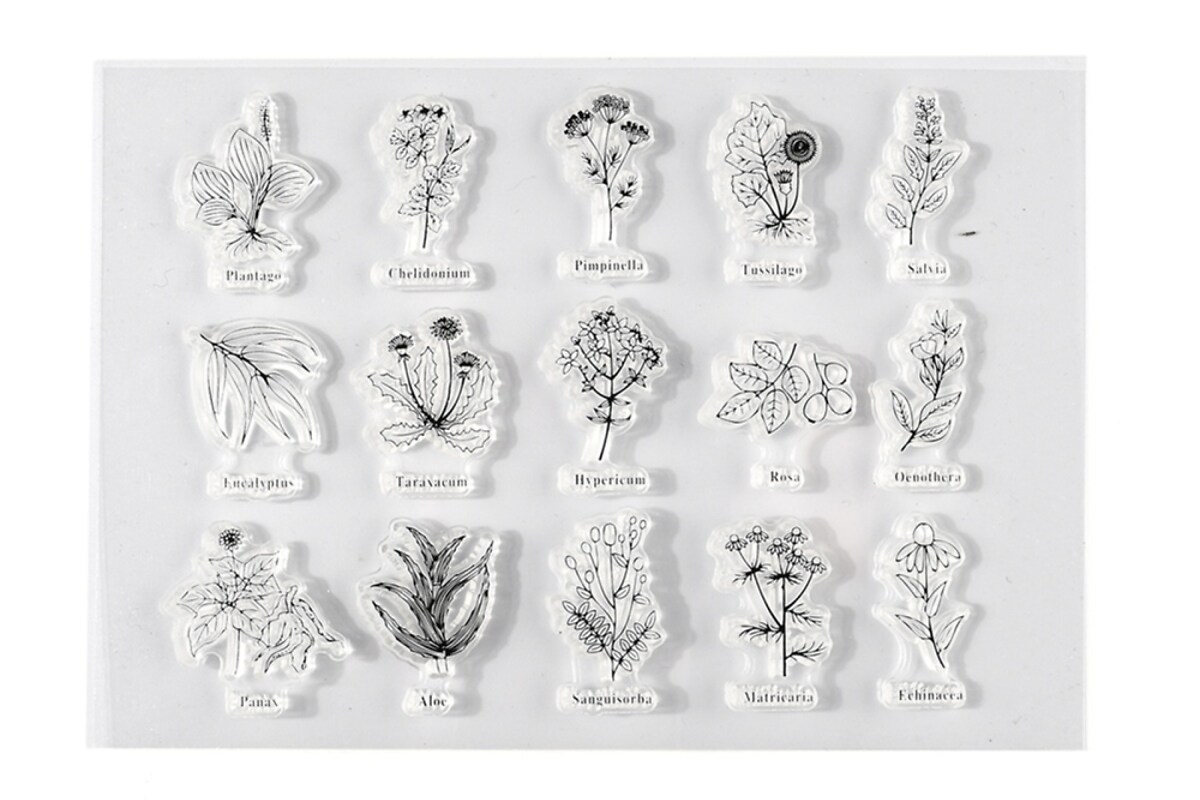 Set stampile acrilice transparente flori de camp 160x113mm 