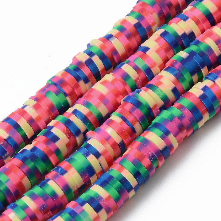 Sirag margele Heishi rondele din lut polimeric 6x0,5-1mm - multicolor