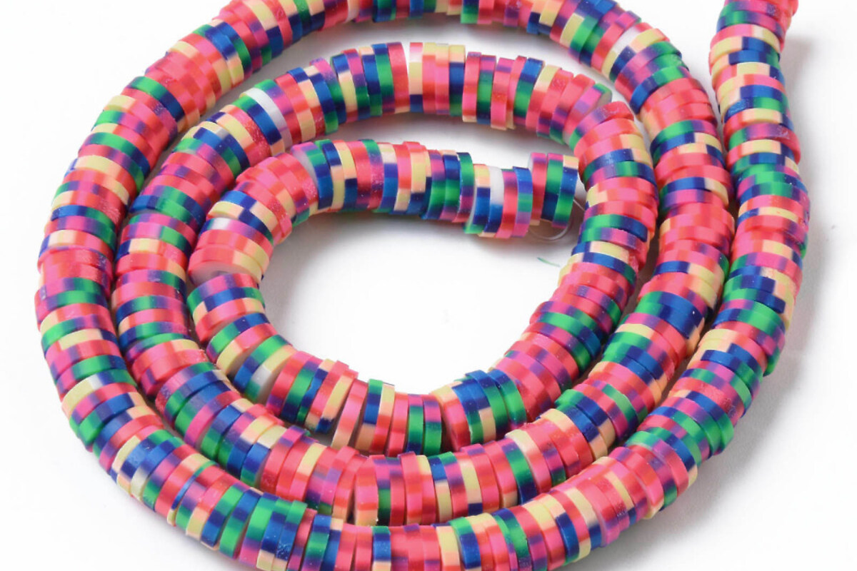 Sirag margele Heishi rondele din lut polimeric 6x0,5-1mm - multicolor