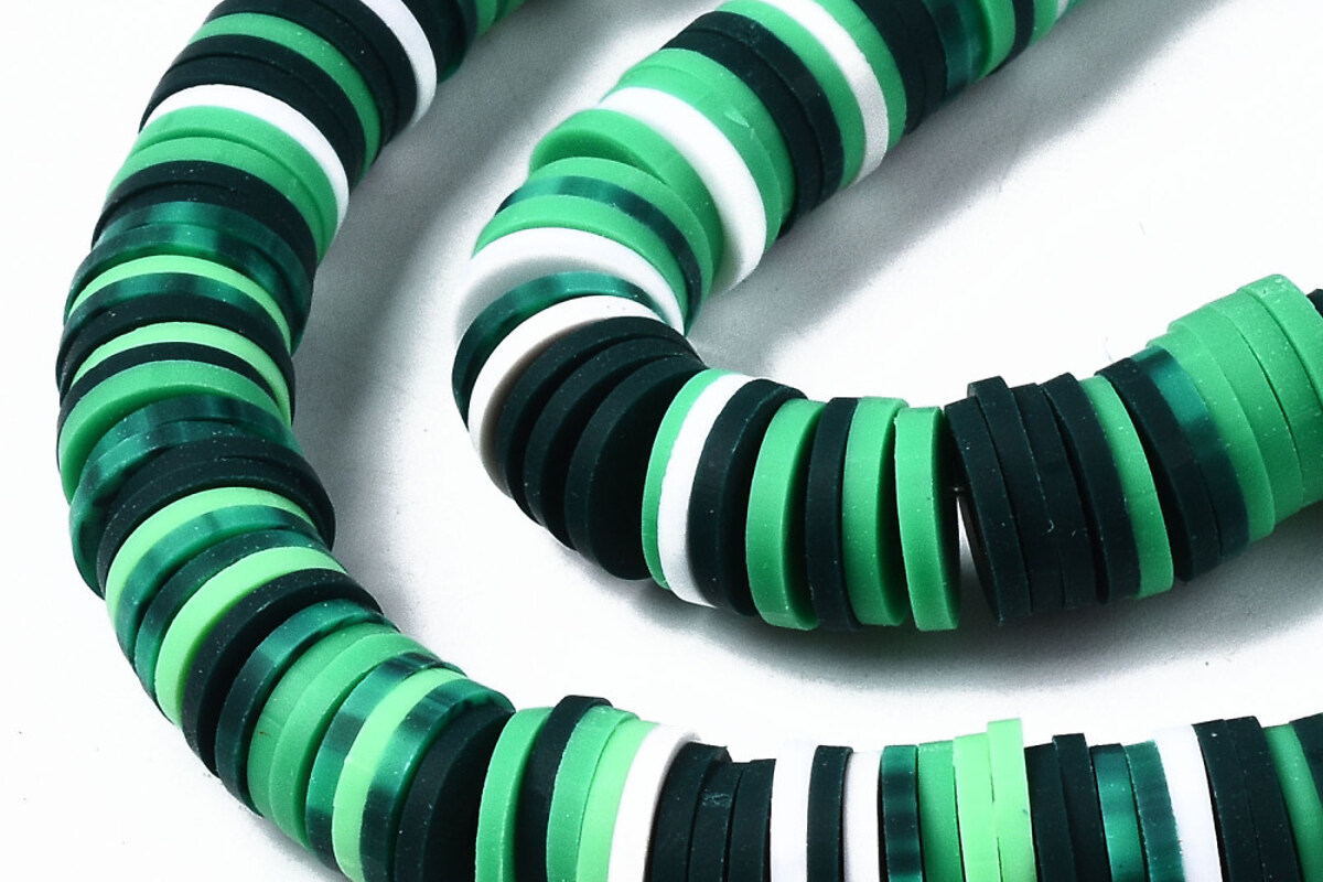 Sirag margele Heishi rondele din lut polimeric 8x0,5-1mm - negru verde