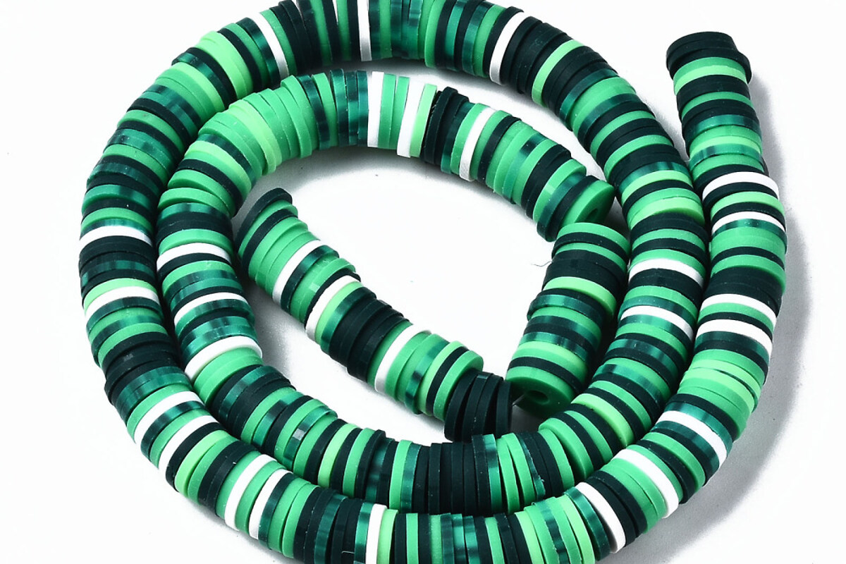 Sirag margele Heishi rondele din lut polimeric 8x0,5-1mm - negru verde