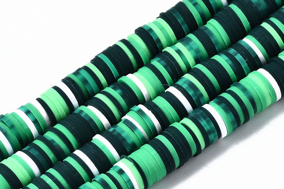 Sirag margele Heishi rondele din lut polimeric 8x0,5-1mm - negru verde