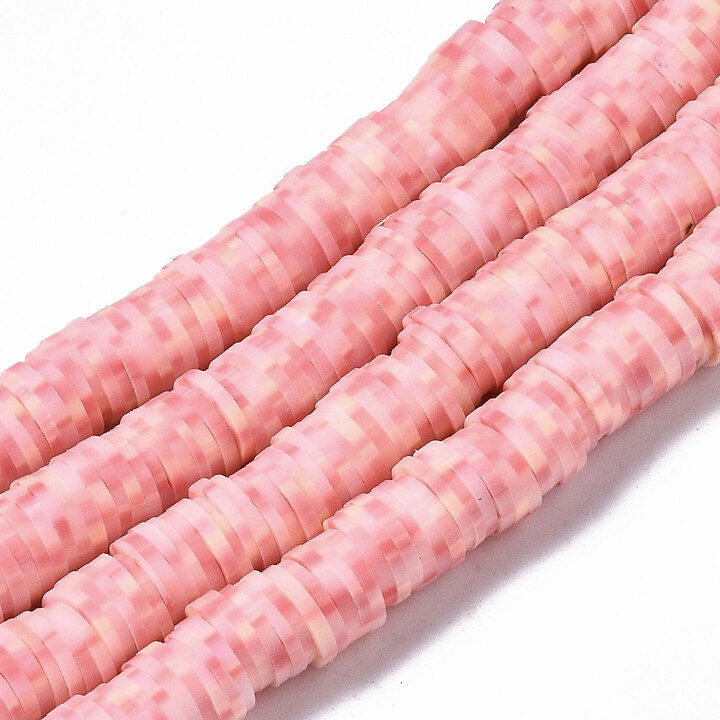 Sirag margele Heishi rondele din lut polimeric 8x0,5-1mm - roz