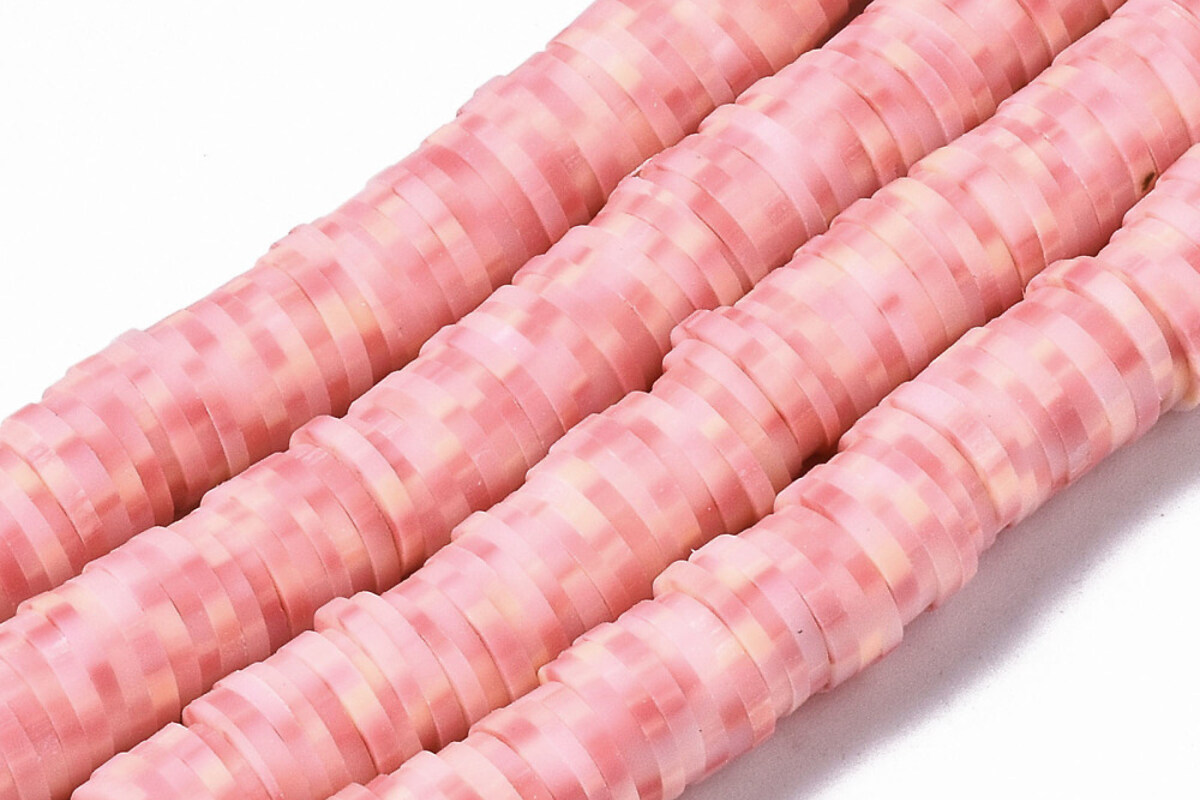 Sirag margele Heishi rondele din lut polimeric 8x0,5-1mm - roz