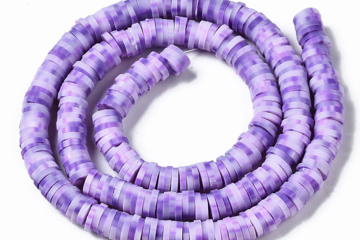 Sirag margele Heishi rondele din lut polimeric 4x0,5mm - mov