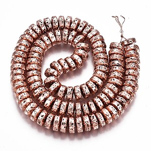 Mărgele Heishi lava electroplacata rondele 4 &times; 8 mm (sirag) - rose gold