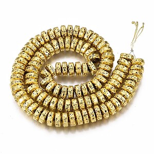 Mărgele Heishi lava electroplacata rondele 4 &times; 8 mm (sirag) - auriu