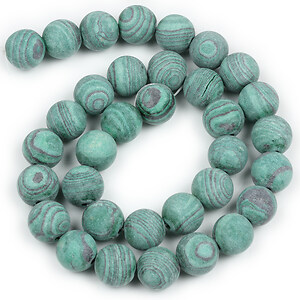 Margele malachit de sinteza frosted (mat) sfere 12mm (sirag)