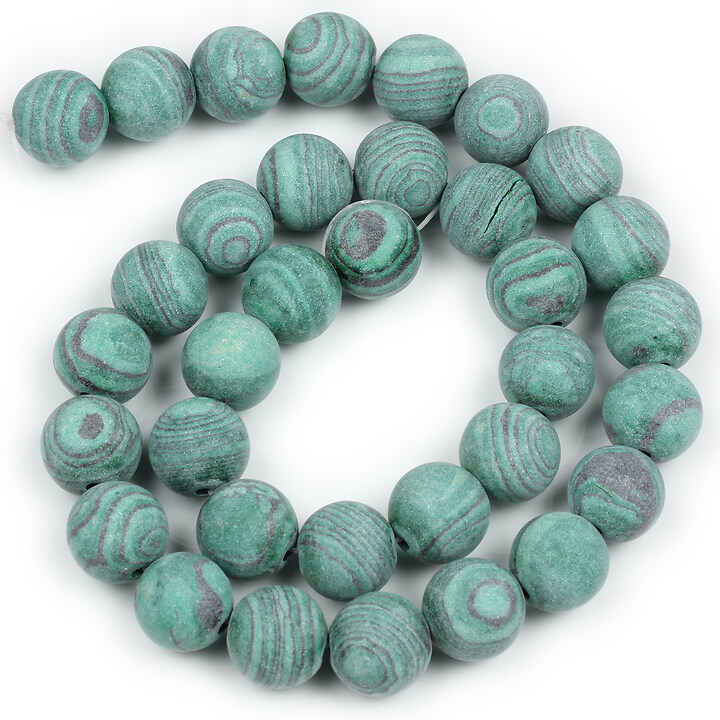Margele malachit de sinteza frosted (mat) sfere 12mm (sirag)