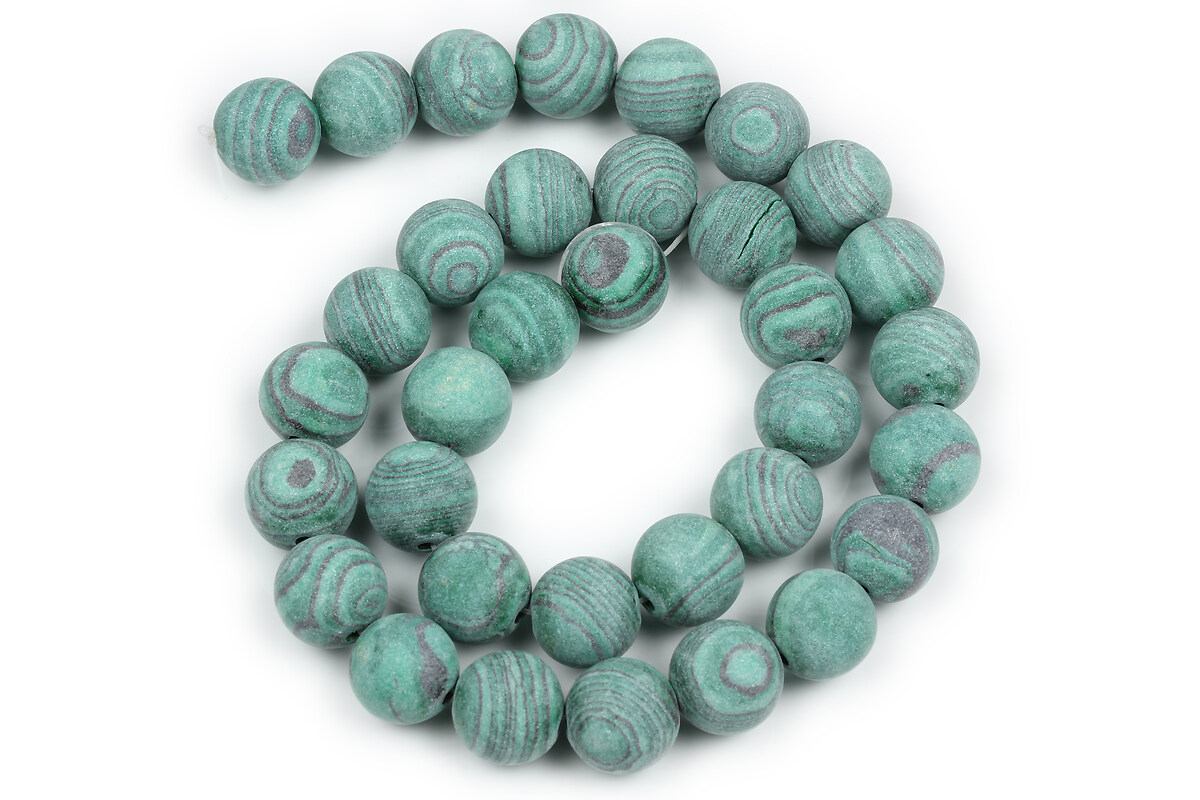 Margele malachit de sinteza frosted (mat) sfere 12mm (sirag)