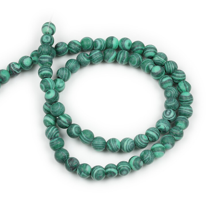 Margele malachit de sinteza frosted (mat) sfere 6mm (sirag)