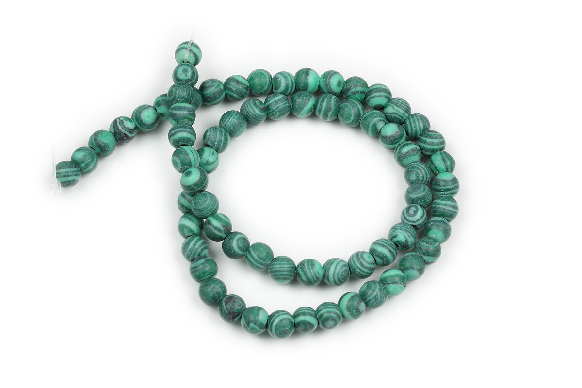 Margele malachit de sinteza frosted (mat) sfere 6mm (sirag)