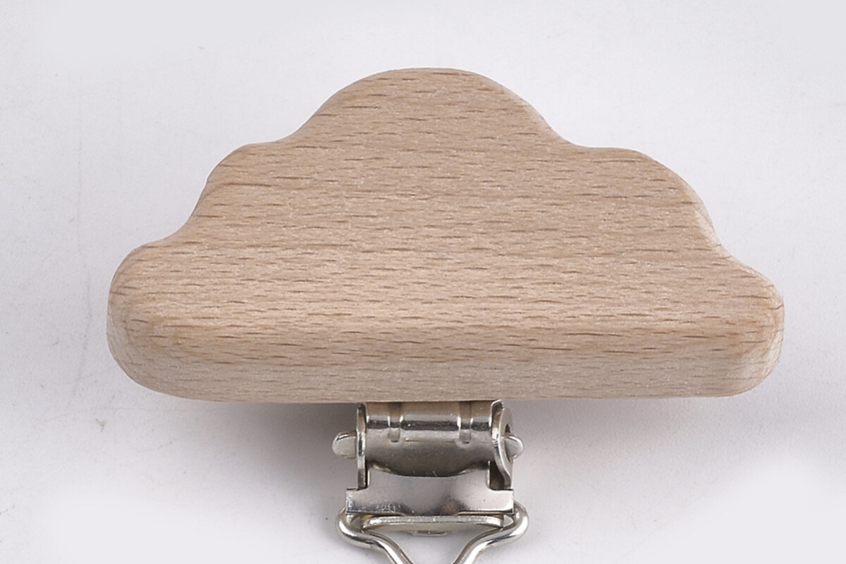 Clips pentru suzeta, sistem de prindere suzeta din lemn de fag pentru pictat - nor