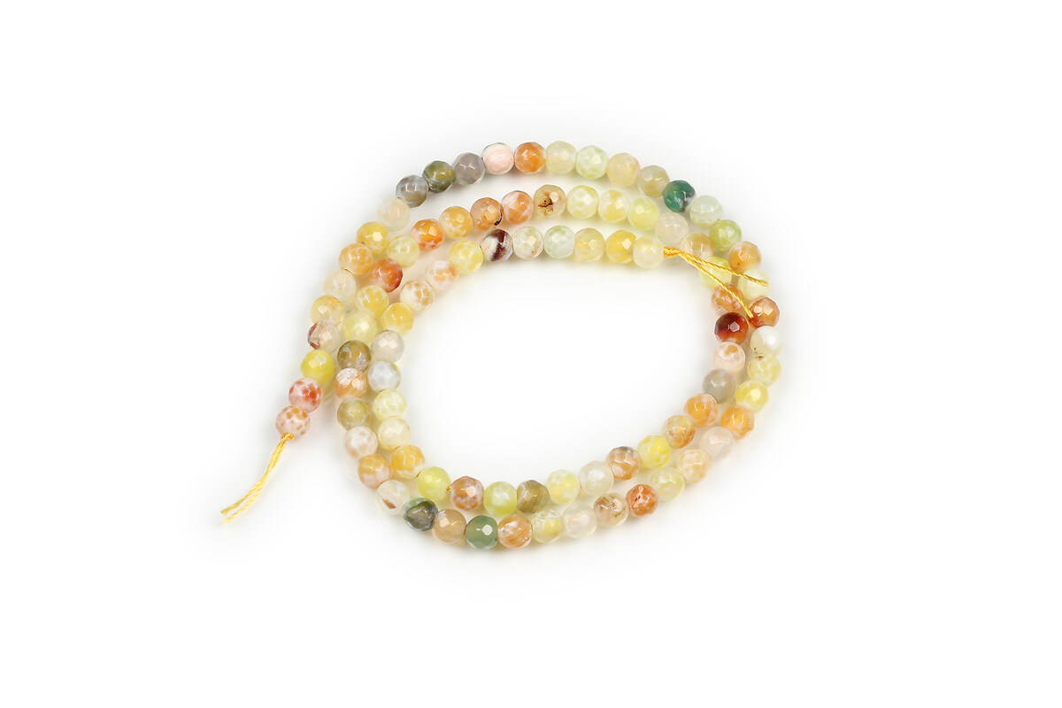 Margele agate sfere fatetate 4mm (sirag) - galben