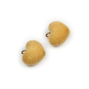Pandantiv inima aspect catifea cu agatatoare aurie 18x18,5mm - galben