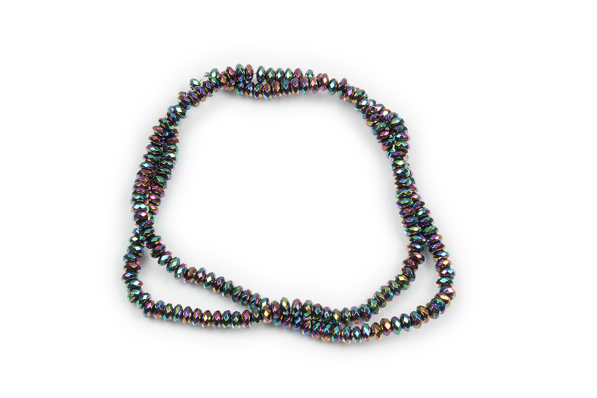 Margele hematit rondele fatetate 2x4mm (sirag) - placat curcubeu