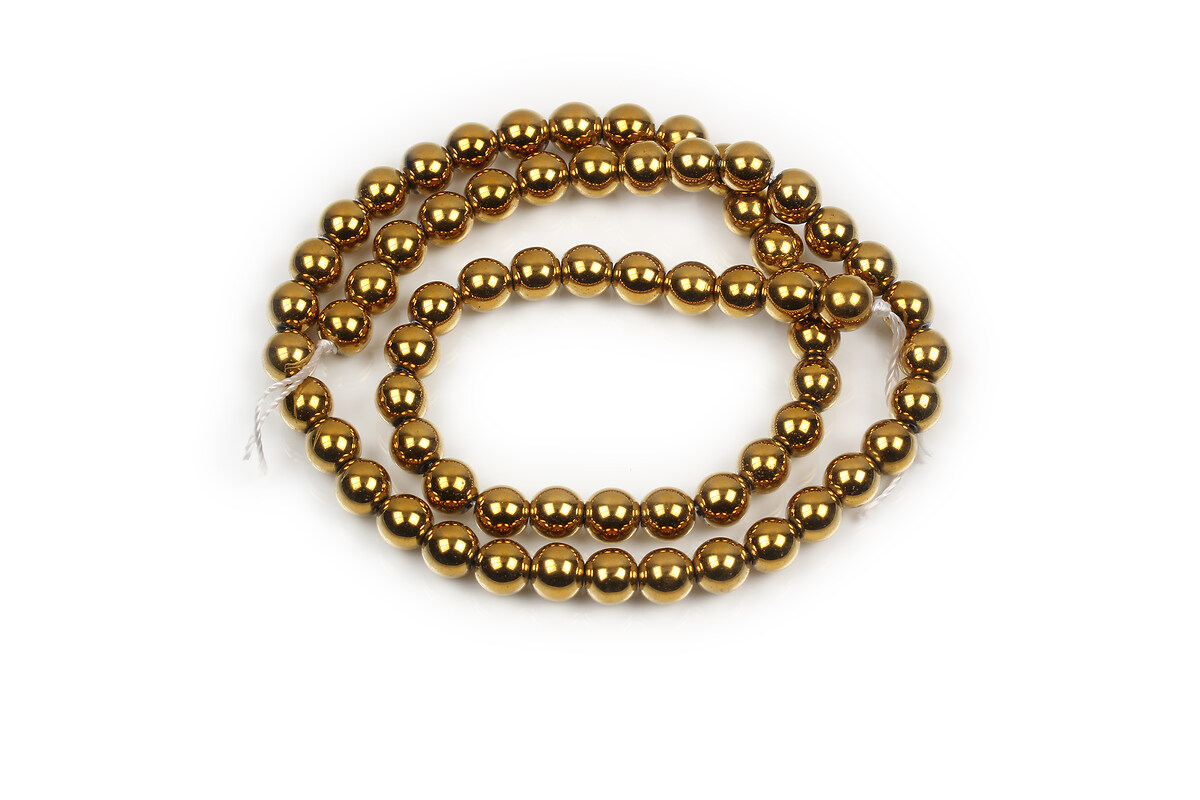 Margele hematit auriu sfere 6mm (sirag)