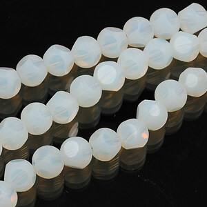 Sirag cristale rotunde cu 6 fatete 6x5,5mm - alb opalescent