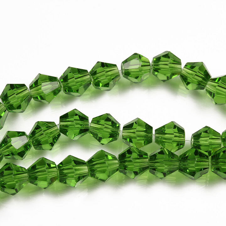 Sirag cristale biconice 6mm - verde iarba