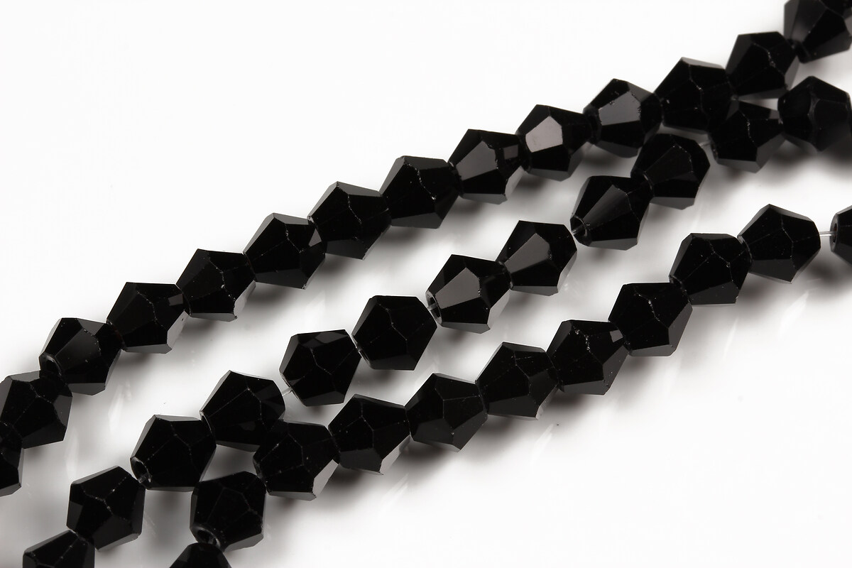 Sirag cristale biconice 6mm - negru