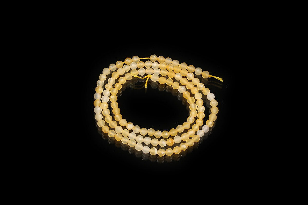 Margele agate galbene sfere fatetate 3mm (sirag)