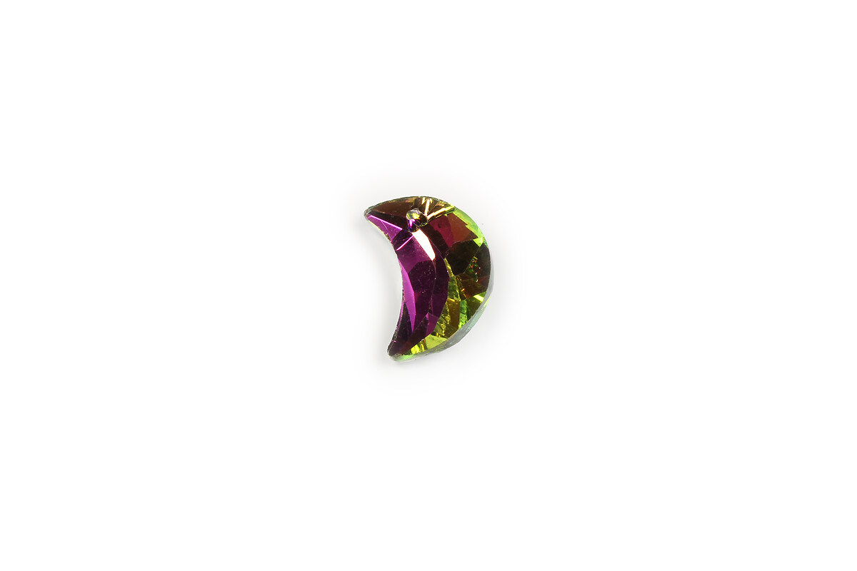 Pandantiv luna din cristal electroplacat 20x13x6mm - roz verde