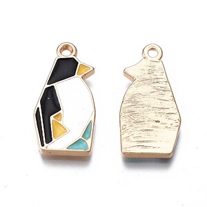 Charm auriu emailat origami pinguin 22x11mm