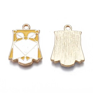 Charm auriu emailat origami bufnita 21x15mm