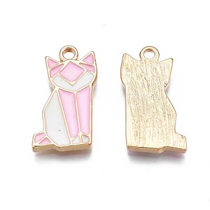 Charm auriu emailat origami vulpe 21x10mm