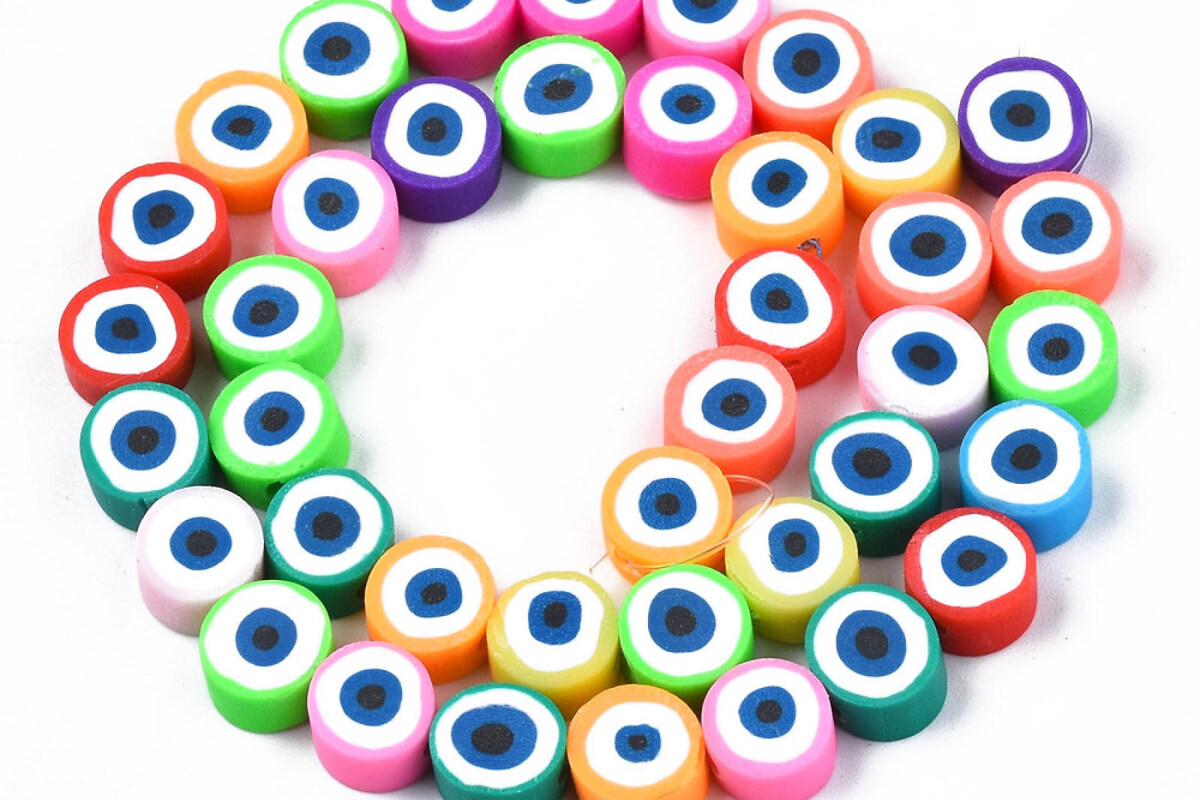 Sirag margele polimer rasina multicolore evil eye 7,5-8x4mm