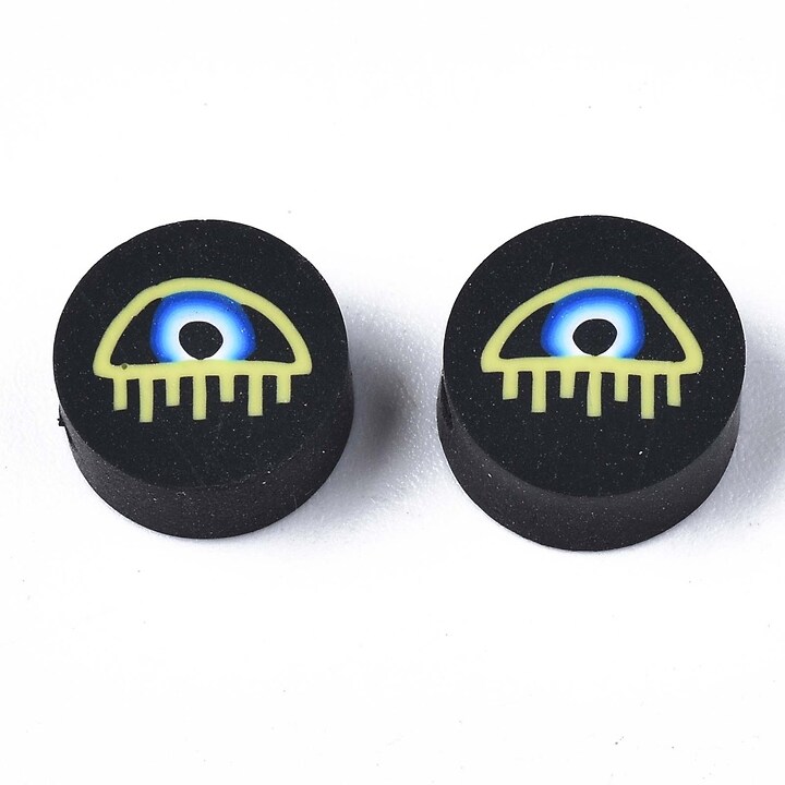 Margele polimer rasina evil eye 9,5-10x4,5mm (50 buc.)