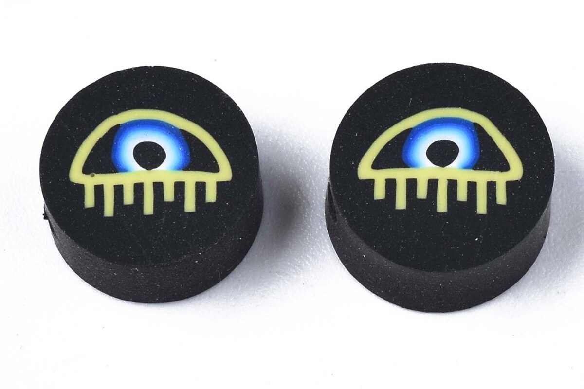Margele polimer rasina evil eye 9,5-10x4,5mm (50 buc.)