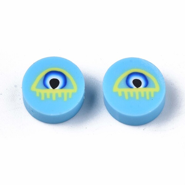 Margele polimer rasina evil eye 9,5-10x4,5mm (50 buc.)