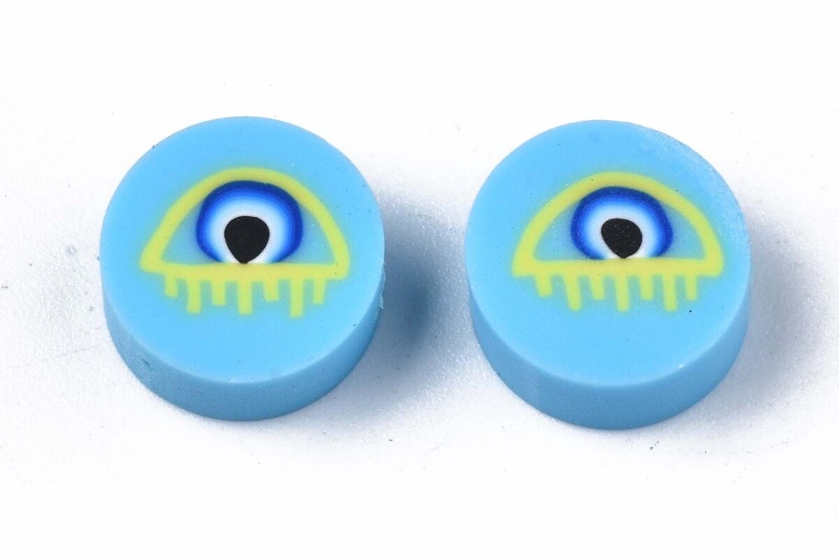 Margele polimer rasina evil eye 9,5-10x4,5mm (50 buc.)