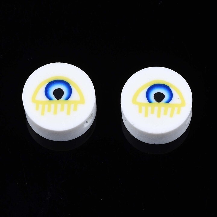 Margele polimer rasina evil eye 9,5-10x4,5mm (50 buc.)