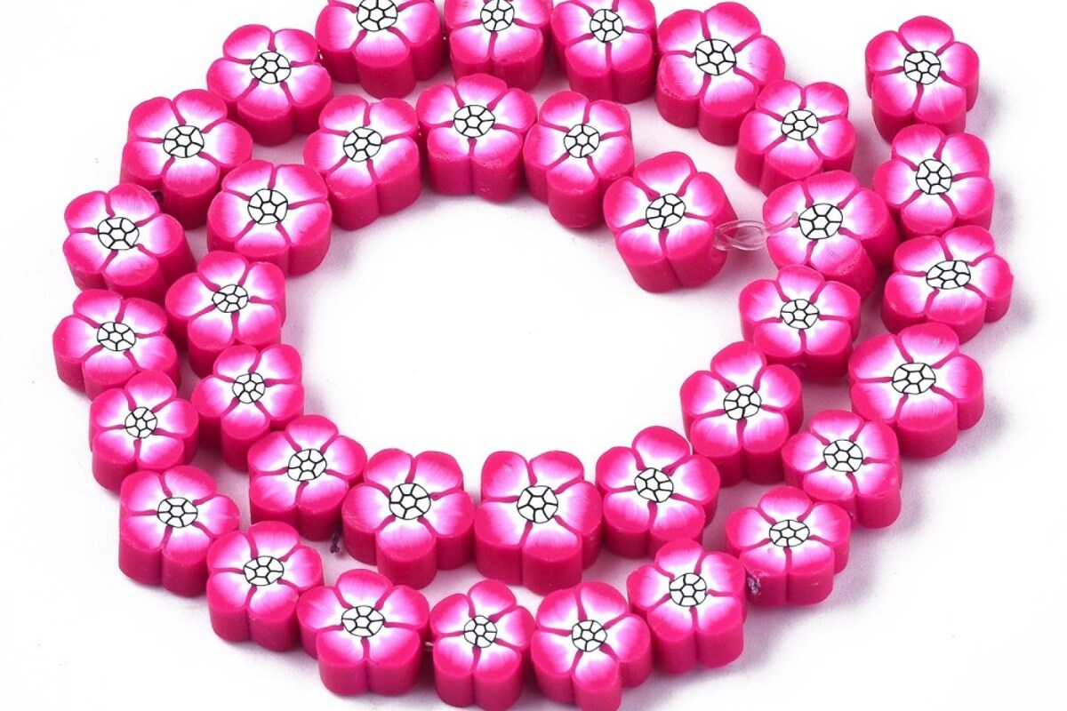 Sirag margele polimer rasina floare roz 8-10mm