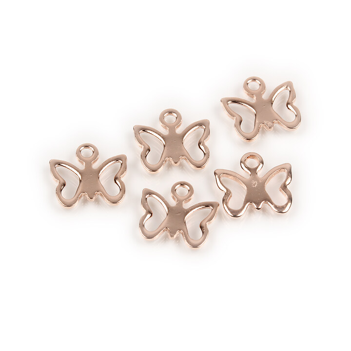 Charm otel inoxidabil 304 rose gold fluture 9x10mm