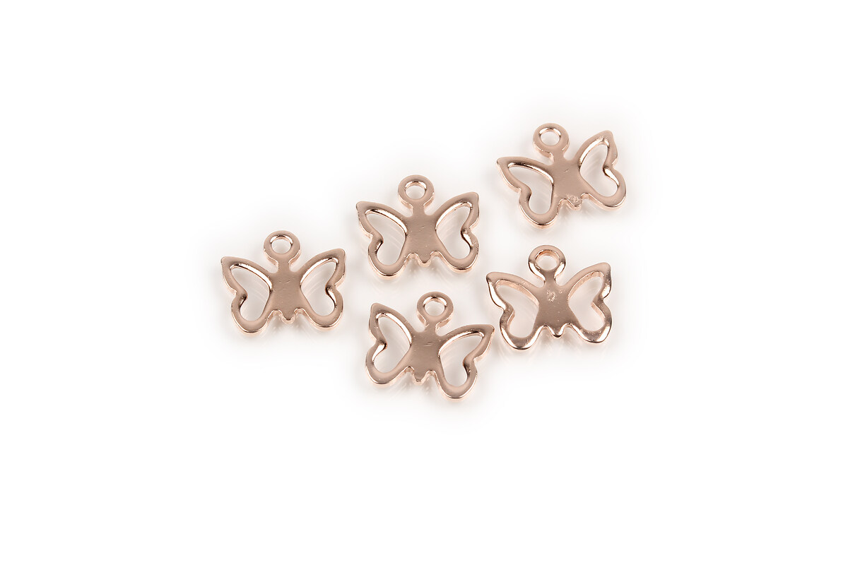 Charm otel inoxidabil 304 rose gold fluture 9x10mm