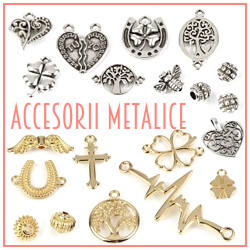 Accesorii metalice aurii, argintii, distantiere, pandantive, charmuri, linkuri